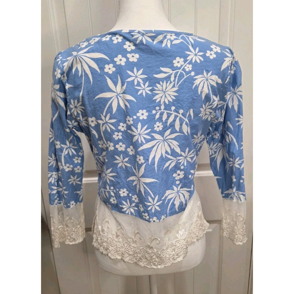 Chaudry B Size S NWOT Washed Sample Y2K 70x's Floral Vintage Wide Lace Boho 3/4 - Picture 2 of 11